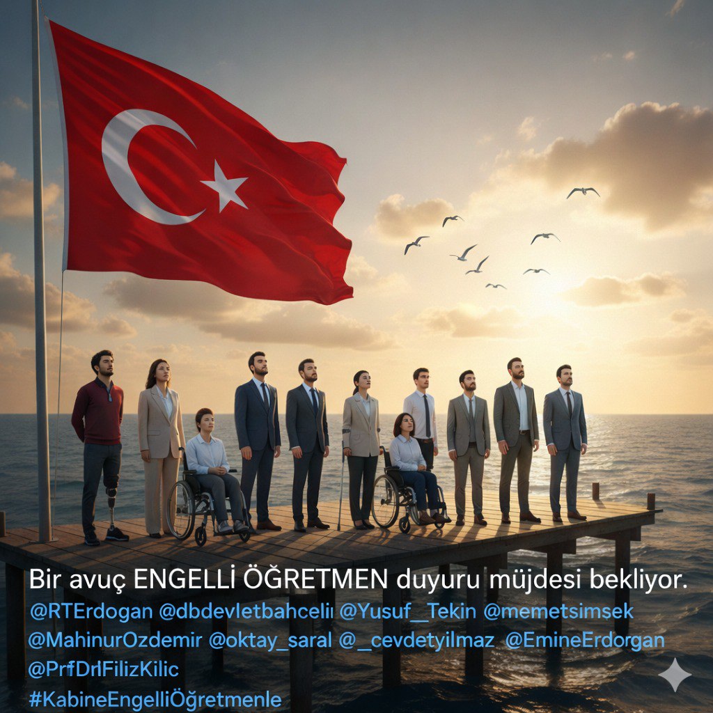 Geride bir avuç kaldık. Bizler de öğrencilerimize kavuşmak istiyoruz. <a href="/Yusuf__Tekin/">Yusuf Tekin</a> <a href="/RTErdogan/">Recep Tayyip Erdoğan</a> <a href="/dbdevletbahceli/">Devlet Bahçeli</a> <a href="/oktay_saral/">Oktay SARAL</a> <a href="/hasandogan/">Hasan Doğan</a> <a href="/_cevdetyilmaz/">Cevdet Yılmaz</a>
<a href="/PrfDrFilizKilic/">Prof. Dr. Filiz KILIÇ</a> <a href="/memetsimsek/">Mehmet Simsek</a> <a href="/tihek_kurumsal/">TİHEK 🇹🇷</a>
<a href="/AYMBASKANLIGI/">Anayasa Mahkemesi</a>
#ReisEngelliÖğretmenMüjdesi