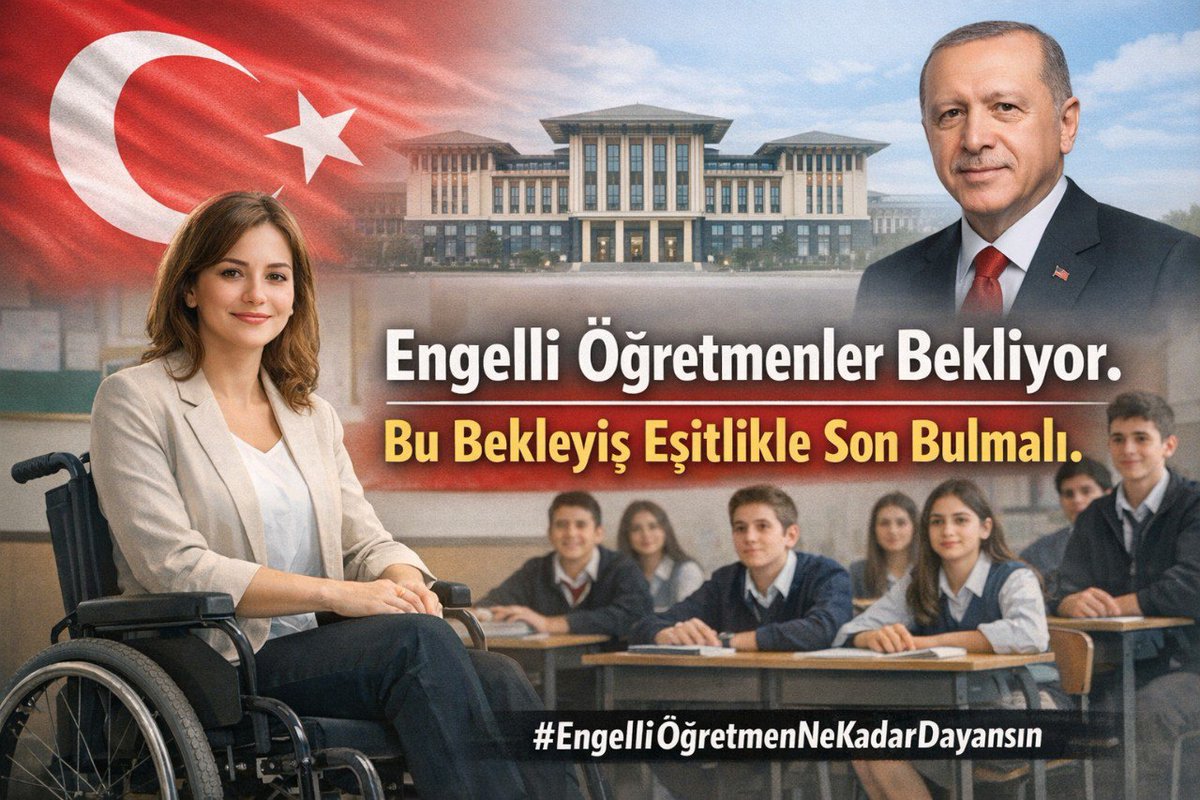 Engelli Öğretmenler öğrencilerine ne zaman kavuşacak? <a href="/Yusuf__Tekin/">Yusuf Tekin</a> <a href="/RTErdogan/">Recep Tayyip Erdoğan</a> <a href="/dbdevletbahceli/">Devlet Bahçeli</a> <a href="/oktay_saral/">Oktay SARAL</a> <a href="/hasandogan/">Hasan Doğan</a> <a href="/_cevdetyilmaz/">Cevdet Yılmaz</a>
<a href="/PrfDrFilizKilic/">Prof. Dr. Filiz KILIÇ</a> <a href="/memetsimsek/">Mehmet Simsek</a> <a href="/tihek_kurumsal/">TİHEK 🇹🇷</a>
<a href="/AYMBASKANLIGI/">Anayasa Mahkemesi</a>
#ReisEngelliÖğretmenMüjdesi
