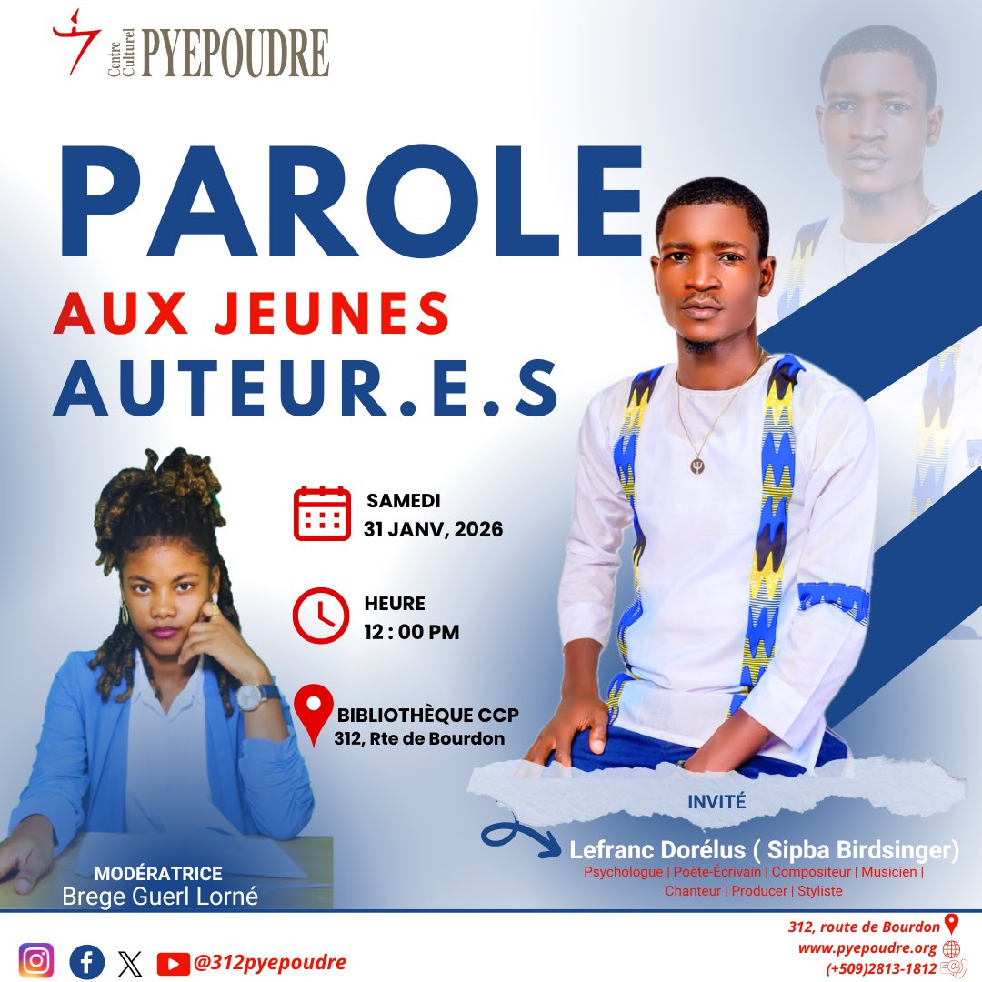 𝗘𝗡𝗖𝗥𝗘 𝗥𝗢𝗦𝗘 

Il y a des mots qui saignent,
d’autres qui caressent,
et certains qui osent aimer à voix haute.

Avec Encre Rose, Lefranc Dorélus (Sipba Birdsinger) déploie une poésie habitée, libre et incarnée. 

Rendez-vous samedi 31 janvier 2026, midi.