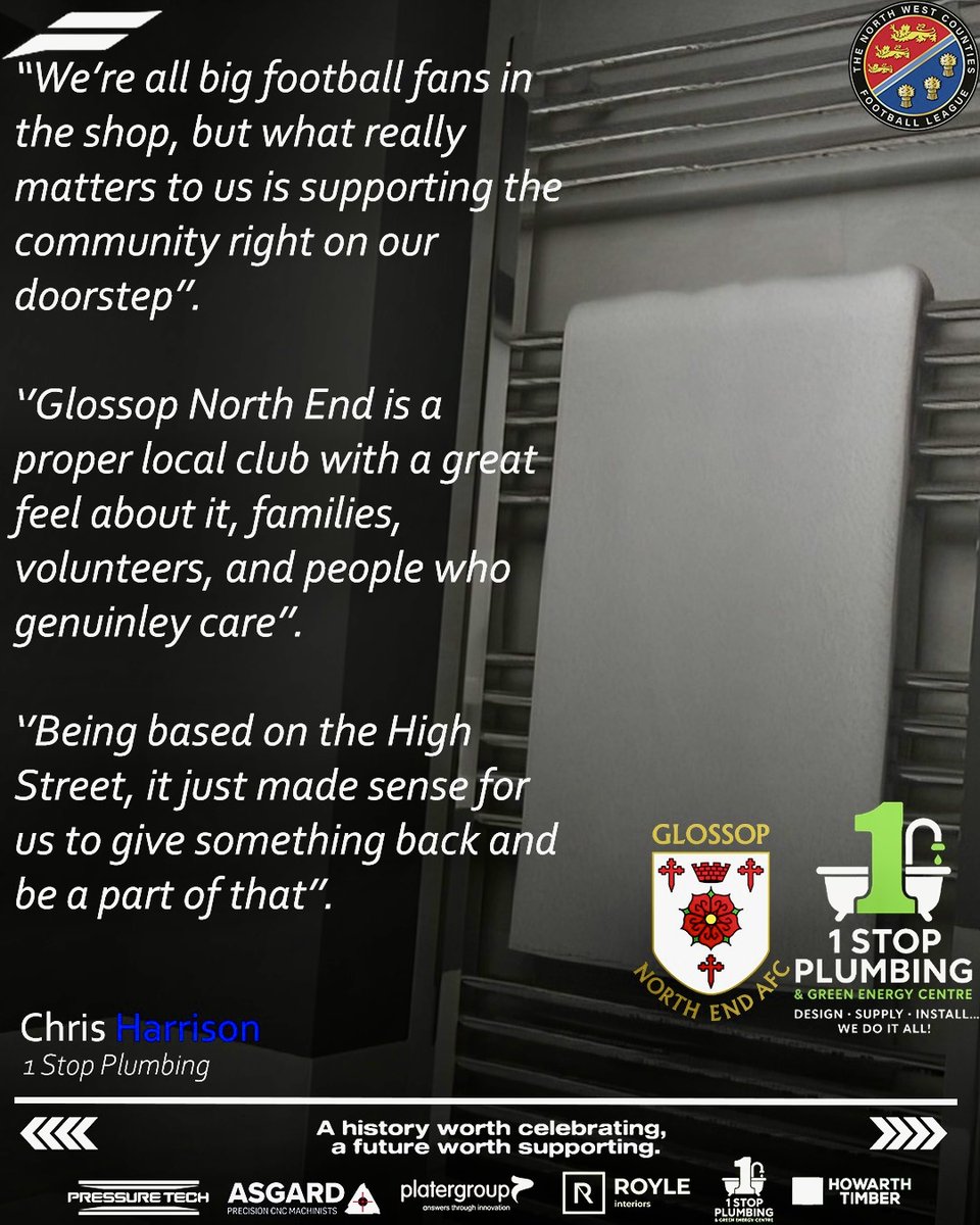GlossopNorthEnd's tweet photo. 🚿✨Sponsor Spotlight – 1 Stop Plumbing!✨🚿

Huge thanks to 1 Stop Plumbing & Green Energy Centre, our shorts sponsor and proud Glossop High Street local! 

Based right in the heart of town, they’re an independent plumbing merchant & bathroom showroom offering quality products, expert advice and friendly service to the community — from trade supplies to bathroom design & install solutions. 🛠️💧

📍 Visit them at 102 High Street West, Glossop
🌐 https://t.co/ddBKoxil6c
📞 01457 858081

👇See what Managing Director, Chris Harrison said about partnering with the Hillmen 👀

Supporting local business & local football — thanks for backing GNE AFC! 
💙⚽️ 
#CommunityFirst #vivaGNE #UpTheHillmen