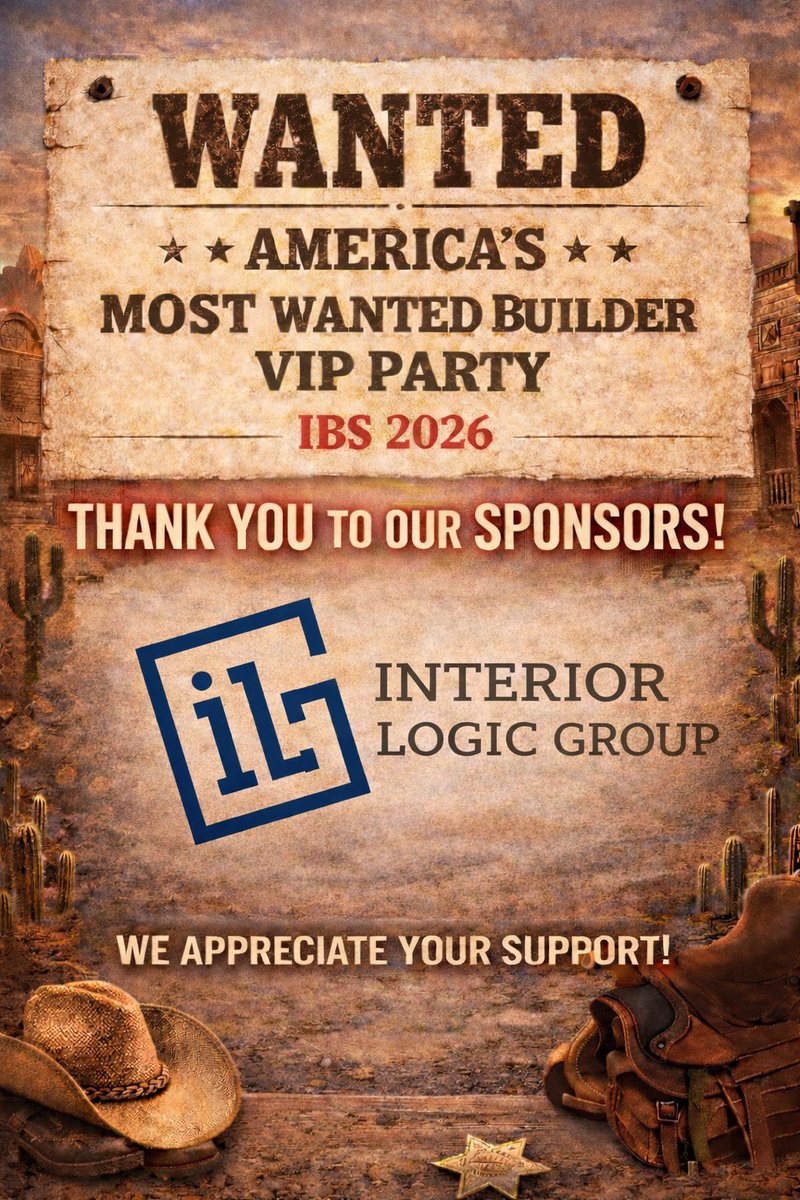 Builder_VIParty's tweet photo. 🤠 Big thanks to Interior Logic Group for being a longtime sponsor of America’s Most Wanted Builder VIP Party at IBS 2026! Grateful for the continued trust and partnership. ⭐🌟
#IBS2026 #BuilderVIPParty #ThankYouSponsors https://t.co/PLwu8AOhft