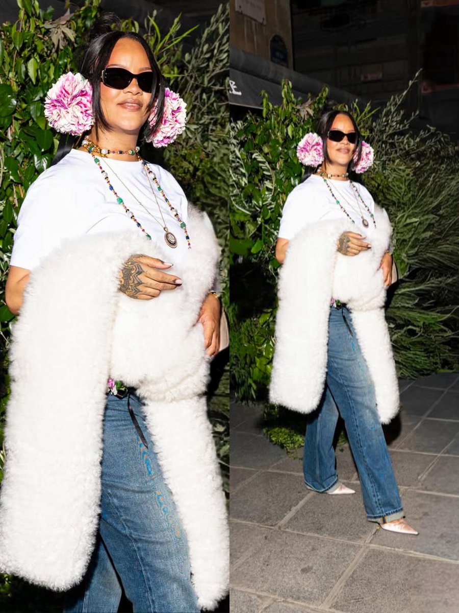 Nevernyny's tweet image. Rihanna announces baby bump in the streets of Paris last night 💆🏽‍♀️