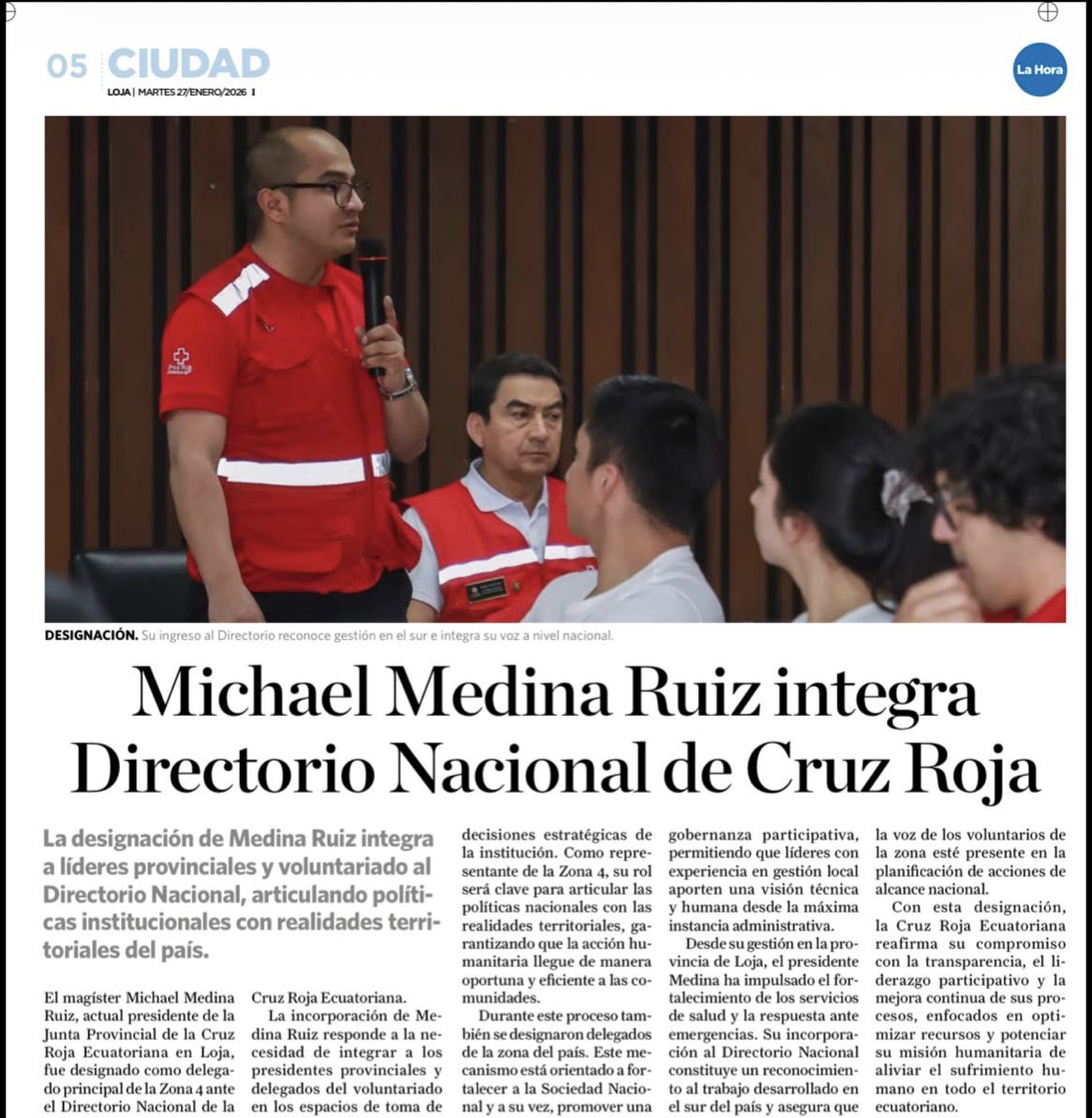 Agradecemos a <a href="/lojalahora/">Loja: La Hora</a> por su apoyo en la difusión del quehacer institucional de #CruzRojaLoja. 

#ReafirmamosNuestroCompromisoPorLaVida