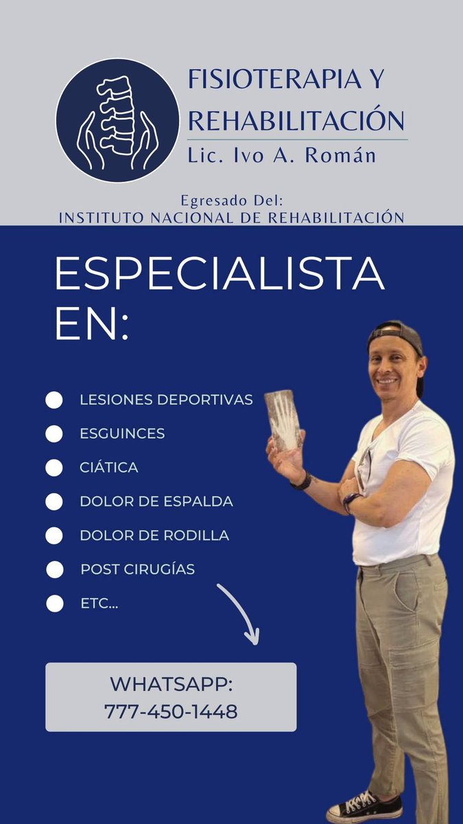 24_morelos's tweet image. FISIOTERAPIA Y REHABILITACIÓN CON IVO ROMÁN

Un #dolor, una #tensión o una molestia pueden ser la forma en que tu cuerpo te pide una pausa. 

Con Ivo Román pueden ayudarte a escuchar esas señales, a sanar y a volver a moverte sin miedo y con #confianza.

Contáctalo al: 777 450