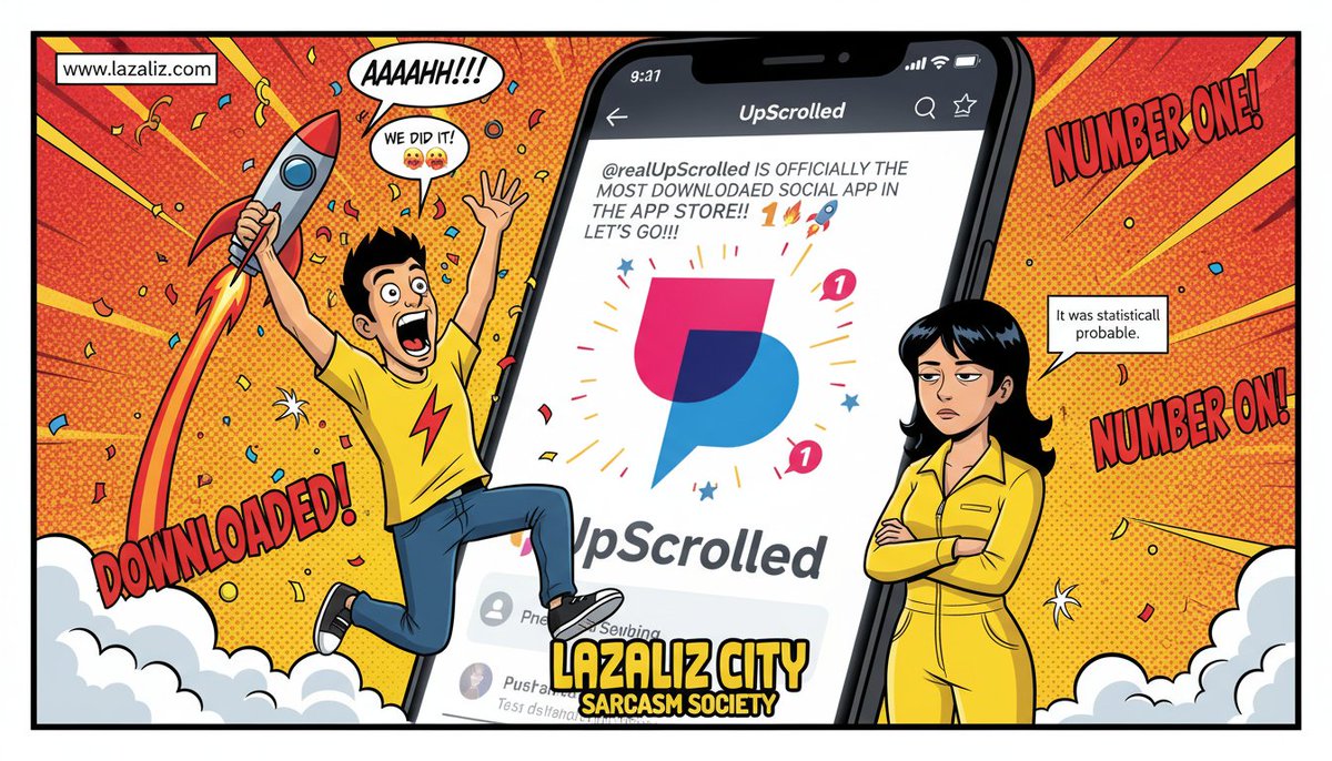 lazalizcom's tweet photo. WE DID IT!!!! 
@realUpScrolled
 IS OFFICIALLY THE MOST DOWNLOADED SOCIAL APP IN THE APP STORE!! LET'S GO!!! ☝🏾🚀🔥 Follow me here: https://t.co/0HTl7RKm89