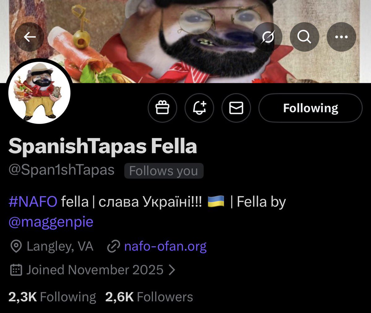 🚨NAFO🚨

Can we all just take a moment to make sure you’re following Spanish Tappas Fella.

They’re constantly promoting smaller accounts doing incredible work and I always use their lists to find new Fella’s. 

Follow them here: <a href="/Span1shTapas/">SpanishTapas Fella</a>

Go and show some love ❤️