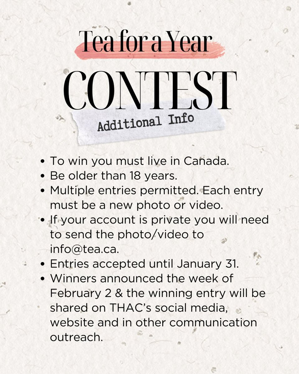 CanadaTea's tweet photo. A huge thank you to @kingcoletea for contributing tea to this yearβs #TeaForAYear contest. Here's how to enter:
πΈ Post a tea photo
π¬ Share what you can say with tea
π·οΈ Tag & follow us
π #SayItWithTea
π
Enter by Jan 31
π΅ 3 winners in Canada will enjoy Tea for a Year! https://t.co/tS1oh4ots6