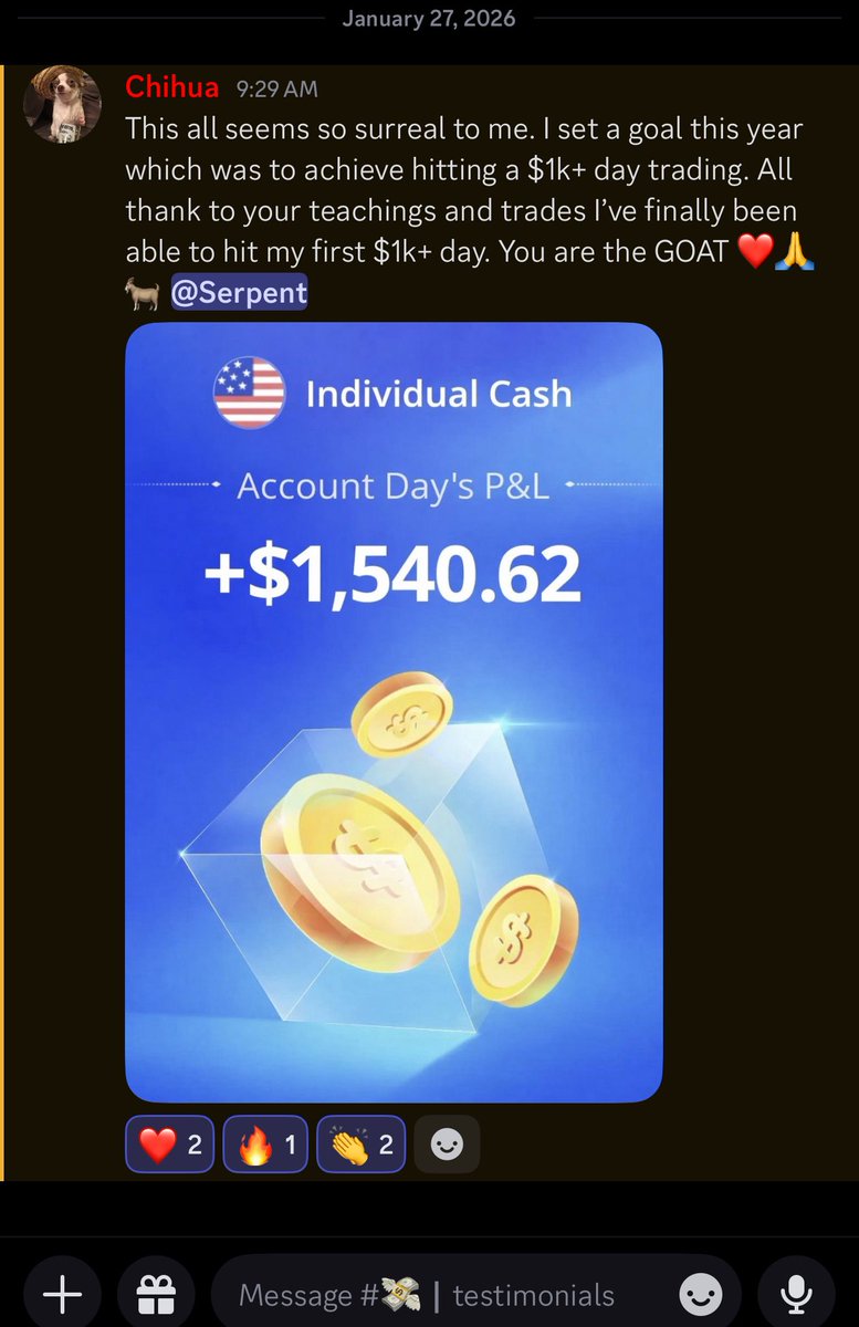 serpenttrades's tweet image. LIFE CHANGING DAY INSIDE SERPENT TRADING DISCORD SERVER

$NVDA 1.46 -&amp;gt; 2.93 ✅ 100%+ 
$SPY 0.32 -&amp;gt; 0.44 ✅ 50%

EXACT ENTRY + EXITS CALLED OUT &amp;amp; CHART SETUP WAS GIVEN DAY BEFORE

THIS IS WHY WE ARE THE #1 OPTIONS TRADING DISCORD 🌎🏆

whop.com/serpent-trading