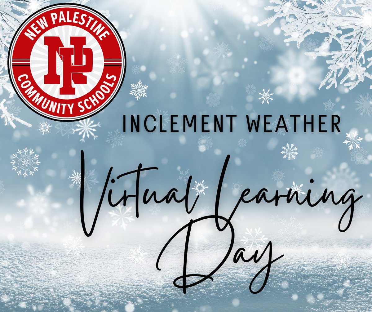 Due to current and forecasted conditions, NPCS will conduct a Virtual Learning Day on Wednesday, January 28, 2026.
Visit our website's Inclement Weather Page for additional information, including our school schedules for virtual learning.