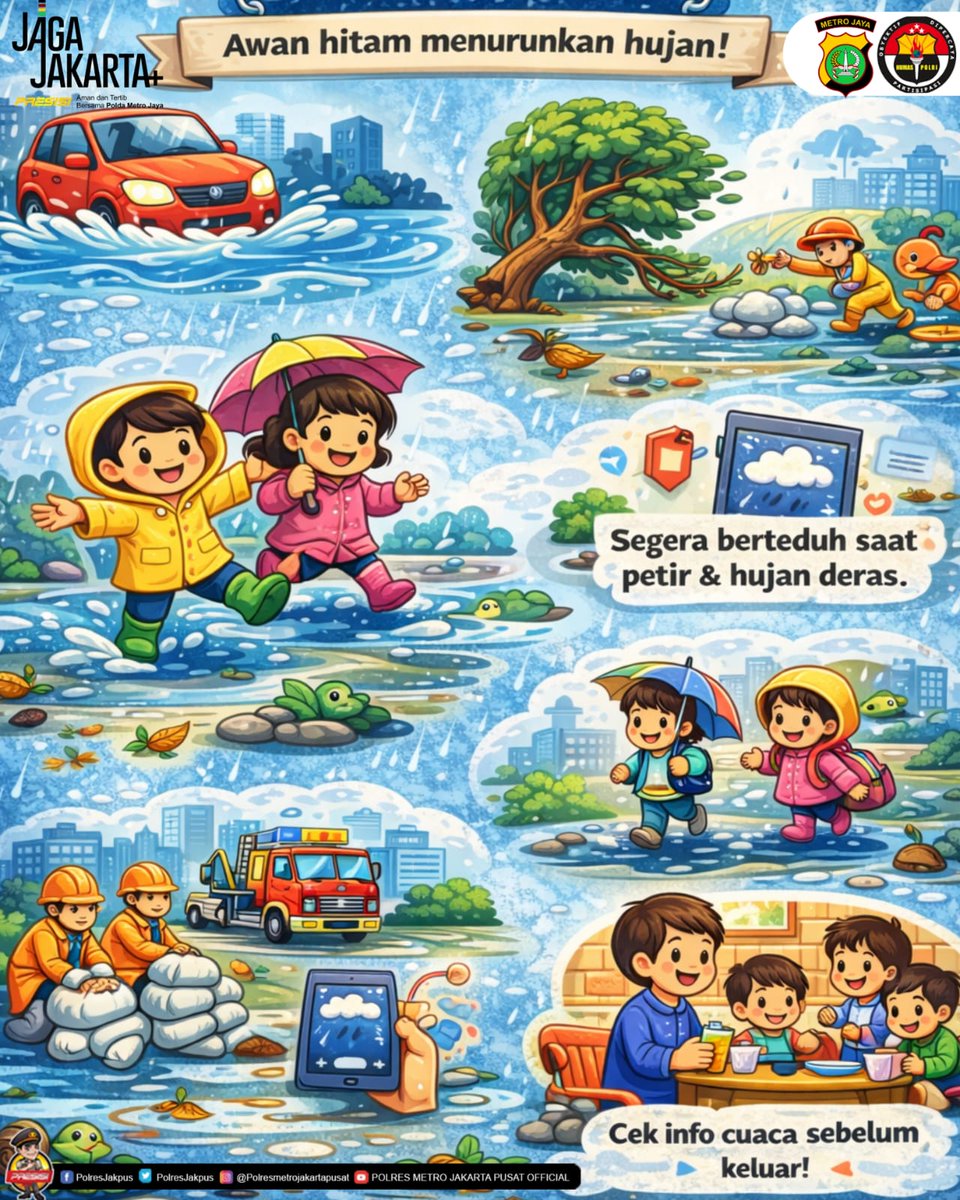Hujan membawa berkah, tapi juga risiko. Mari lebih peduli keselamatan diri dan keluarga. 🤍

#SiagaHujan #PeduliKeselamatan #polripresisi #110