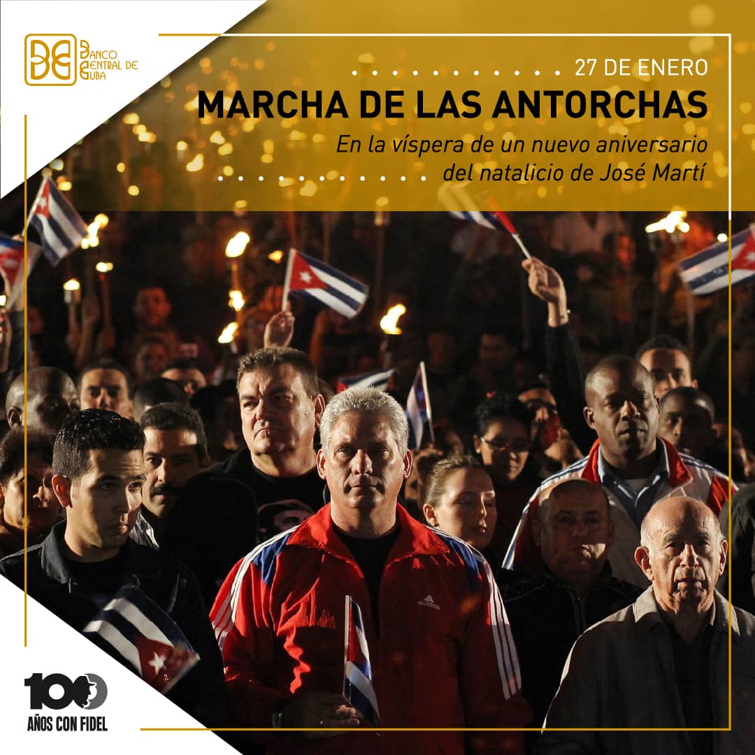 🇨🇺 #BancariosCubanos levantamos hoy la Antorcha Centenaria Antiimperialista y Martiana.
En el aniversario 173 del natalicio de nuestro Héroe Nacional y en los #100AñosConFidel, no hay mejor forma de rendirles tributo que manteniéndonos firmes en nuestros ideales.
#MartíVive