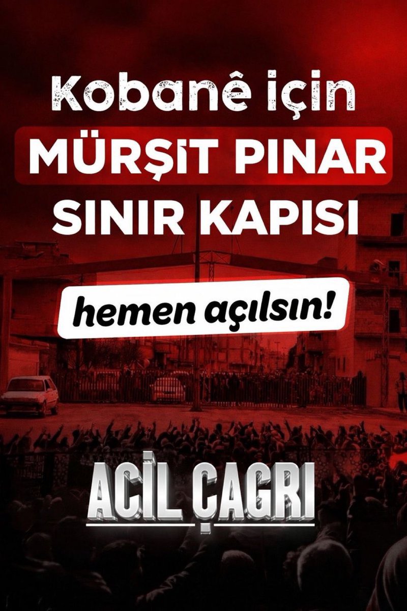 MÜRŞİTPINAR SINIR KAPISI DERHAL AÇILMALIDIR

ACİL ÇAĞRI!

Buradan açık ve güçlü biçimde çağrıda bulunuyoruz

*Mürşitpınar Sınır Kapısı derhal insani yardıma açılmalıdır.
*Sivil toplum kuruluşlarının ve dayanışma ağlarının Kobanê’ye doğrudan yardım ulaştırmasına izin verilmelidir.