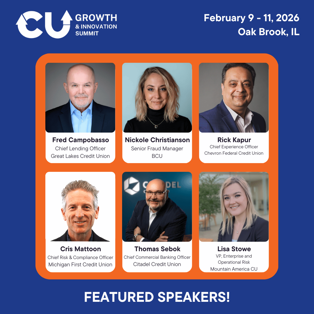 CUGrowthSummit's tweet photo. 🎤 Lending. Fraud. CX. Risk. Business Banking.

Meet top CU leaders speaking at #CUGI26 – Feb 9–11 in Oak Brook, IL:
Fred, Nickole, Rick, Cris, Tom &amp; Lisa

🎟️ Register → https://t.co/CQUCtrTGKC

#CreditUnions #Fintech https://t.co/cn7GE82XtP