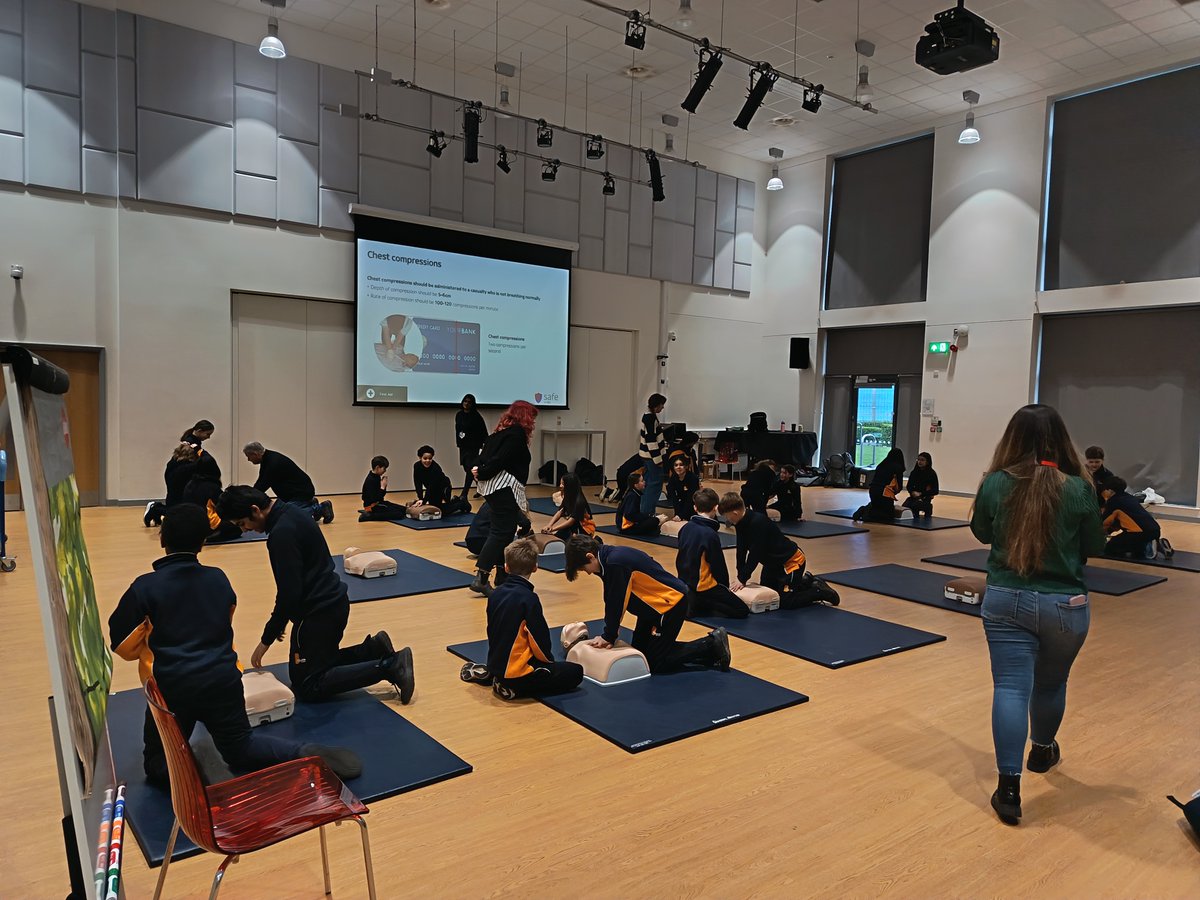 Year 7 had a brilliant First Aid workshop with&nbsp; @Sky, learning vital life skills such as hands-only CPR, the recovery position, using a defibrillator and how to help someone who is choking. Practical, empowering and thoroughly enjoyed by our students. Image