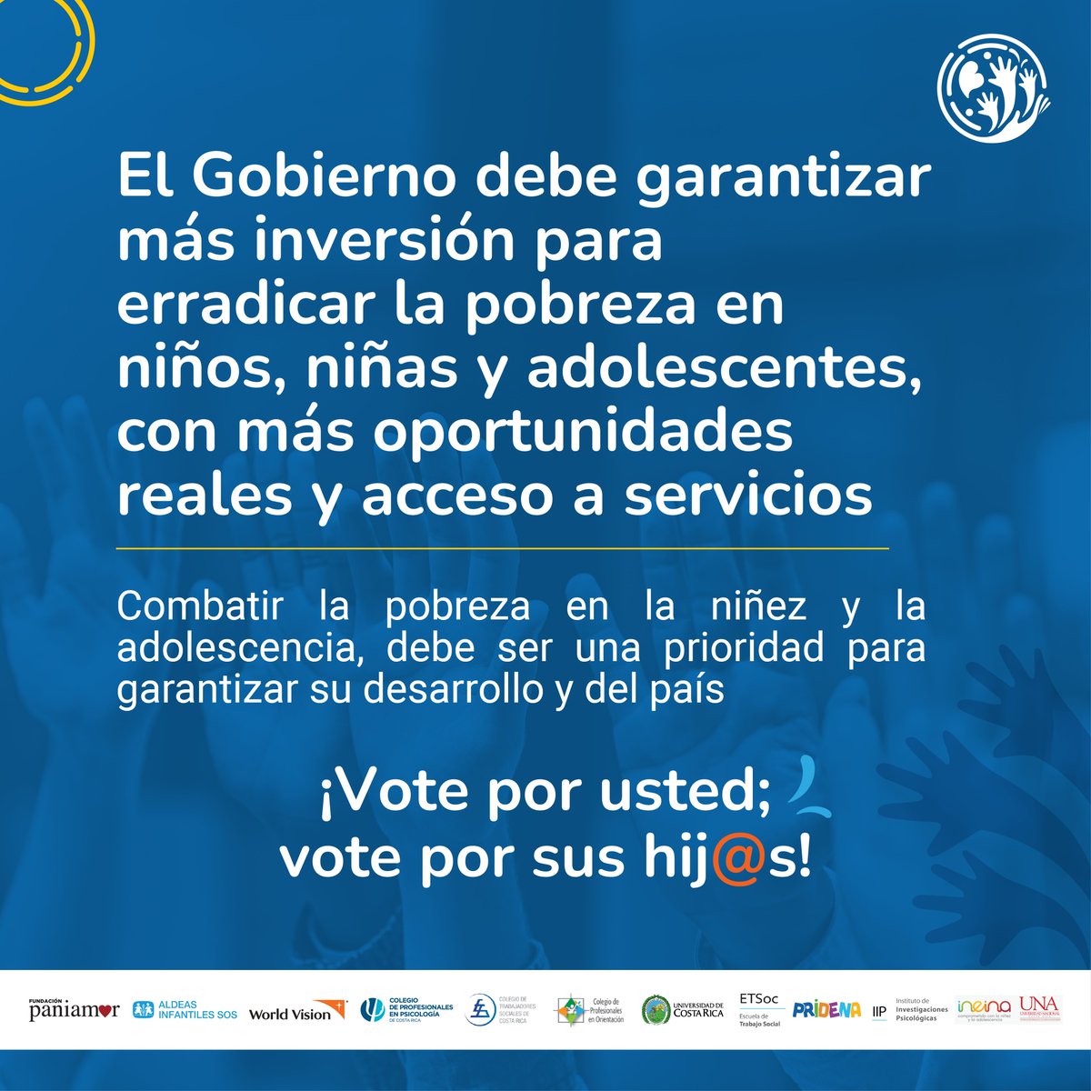 WorldVisionCR's tweet photo. Ninguna niña, niño o adolescente debería crecer con carencias.
Invertir en la niñez es la forma más efectiva de romper el ciclo de la pobreza y fortalecer el futuro del país.
📷 Vote por usted. Vote por los niños y niñas.
#Elecciones2026 #DerechosDeLaNiñezyAdolescencia https://t.co/5G51e7m4tN