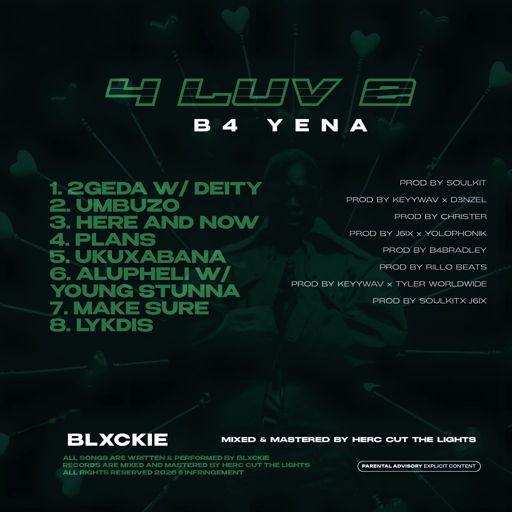 GraphixFlawless's tweet image. “ 4 LUV 2 : B4 YENA ” By @blxckie___  Alternative Cover + Tracklist 2026 Design 💆🏿🏞

artwork concept designed by 🎨 :  @GraphixFlawless