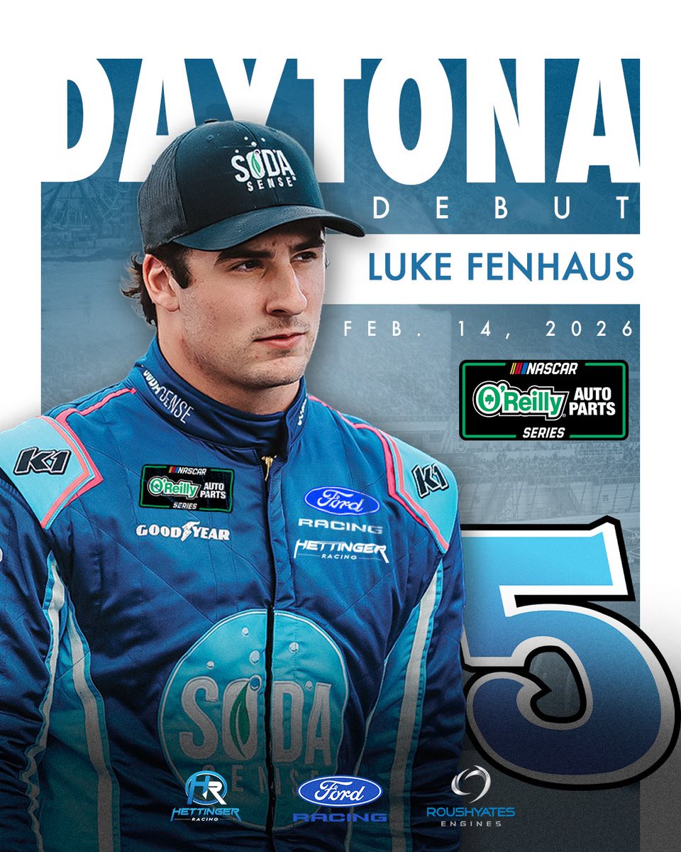 HettingerRacing's tweet photo. We’re Daytona bound with @Luke_Fenhaus! The 21-year-old Midwestern short-track star will make his @NASCAROReillyAP debut Feb. 14 in the #UnitedRentals300 at @Daytona driving our No. 5 Ford Mustang! https://t.co/jSTBpMyEWe