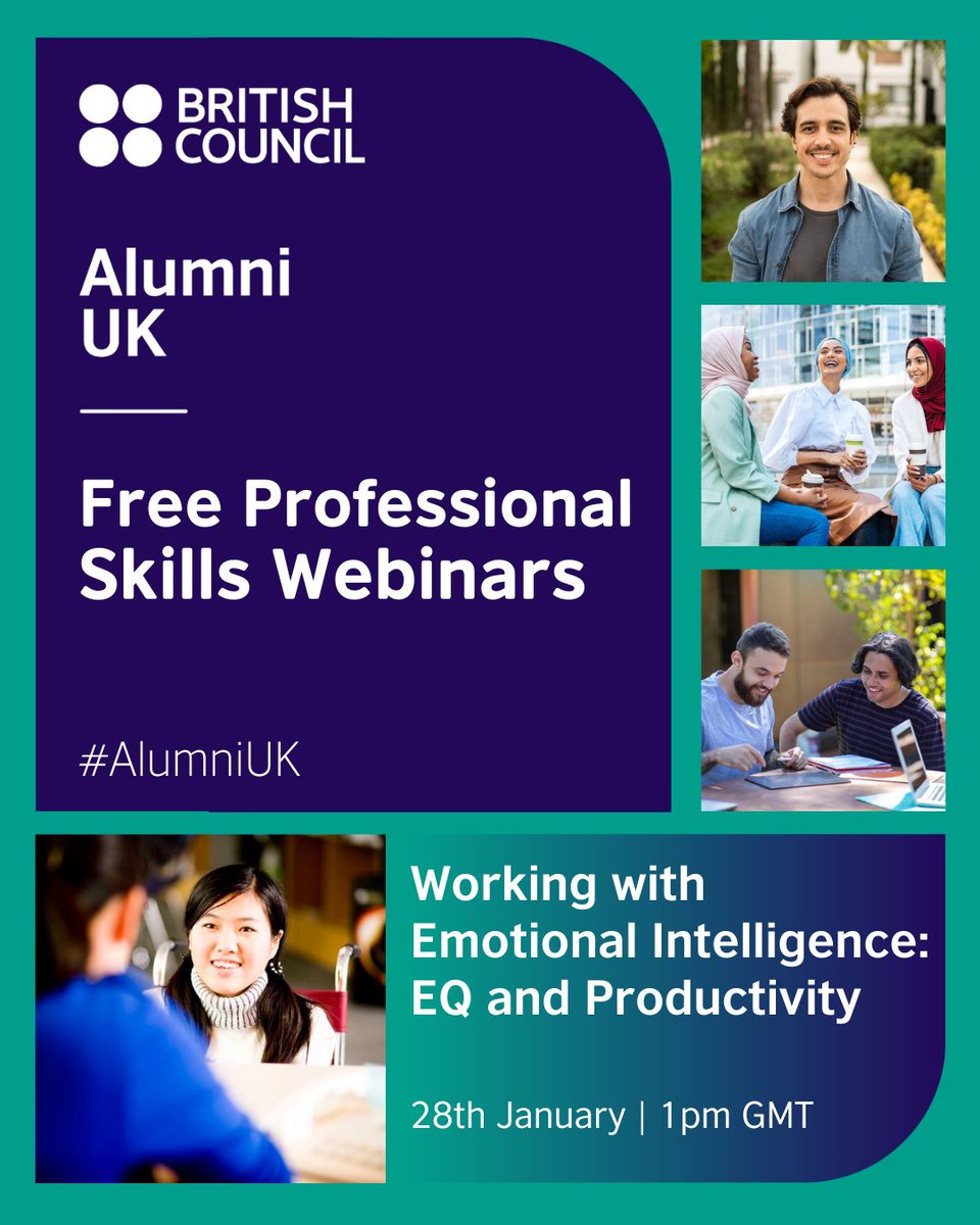 Working with Emotional Intelligence

Learn practical strategies for regulating your emotional state and responding effectively in challenging situations.

Register here: joinalumniuk.britishcouncil.org/event-registra…

#AlumniUK #ProfessionalDevelopment #SkillsSeries