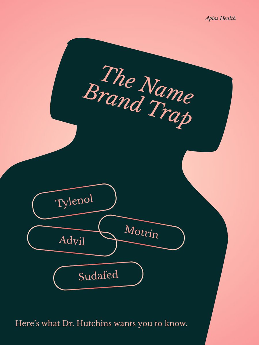 ApiosHealth's tweet photo. Don't fall for "The Name Brand Trap." Dr. Courtney Hutchins explains why brand names aren't the meds. Flip the package and check the active ingredients to save money and find what actually works. Generic is the same medicine without the markup.

#HealthTips #MedEd #ApiosHealth https://t.co/mmJh0HxFtr