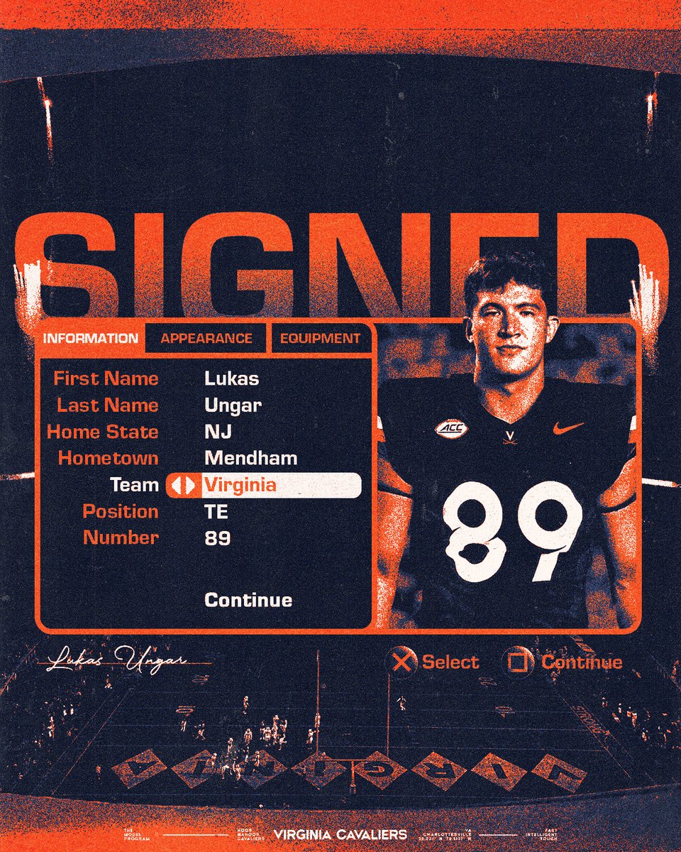 Welcome to Virginia.

BIG addition to the TE room, <a href="/lungar13/">Lukas Ungar</a> is on his way to Charlottesville

#GoHoos 🔶⚔️🔷