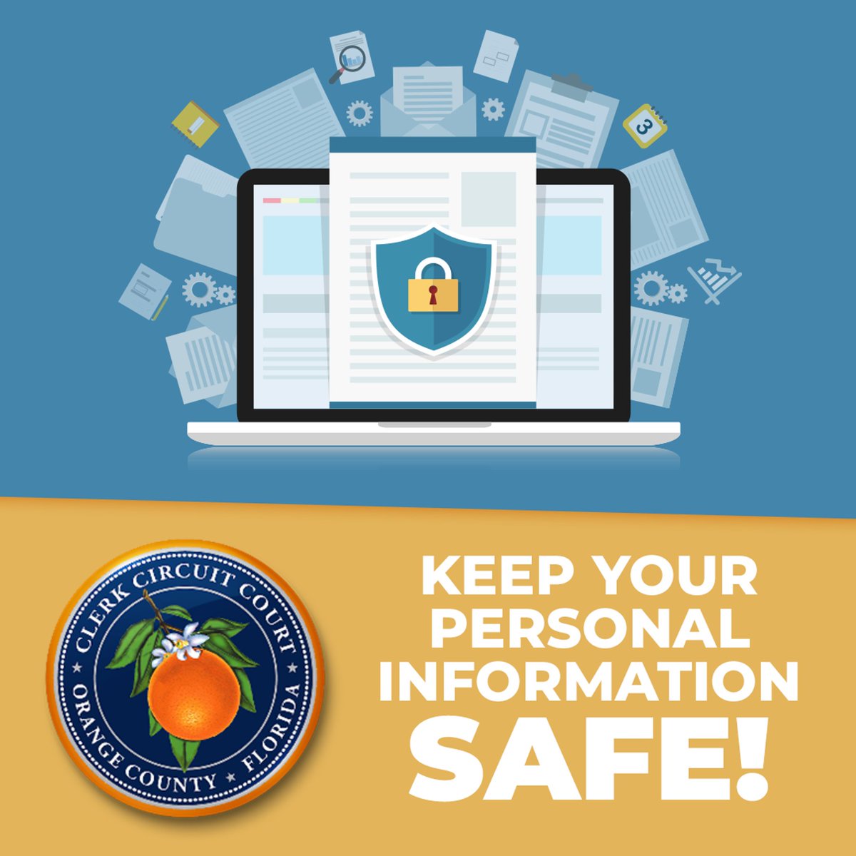 It's #NationalDataPrivacyWeek, and your digital safety matters! 

Be vigilant and safeguard your personal information. Avoid suspicious links, update passwords, and enable two-factor authentication.

#MyOrangeClerk #NationalDataPrivacyWeek