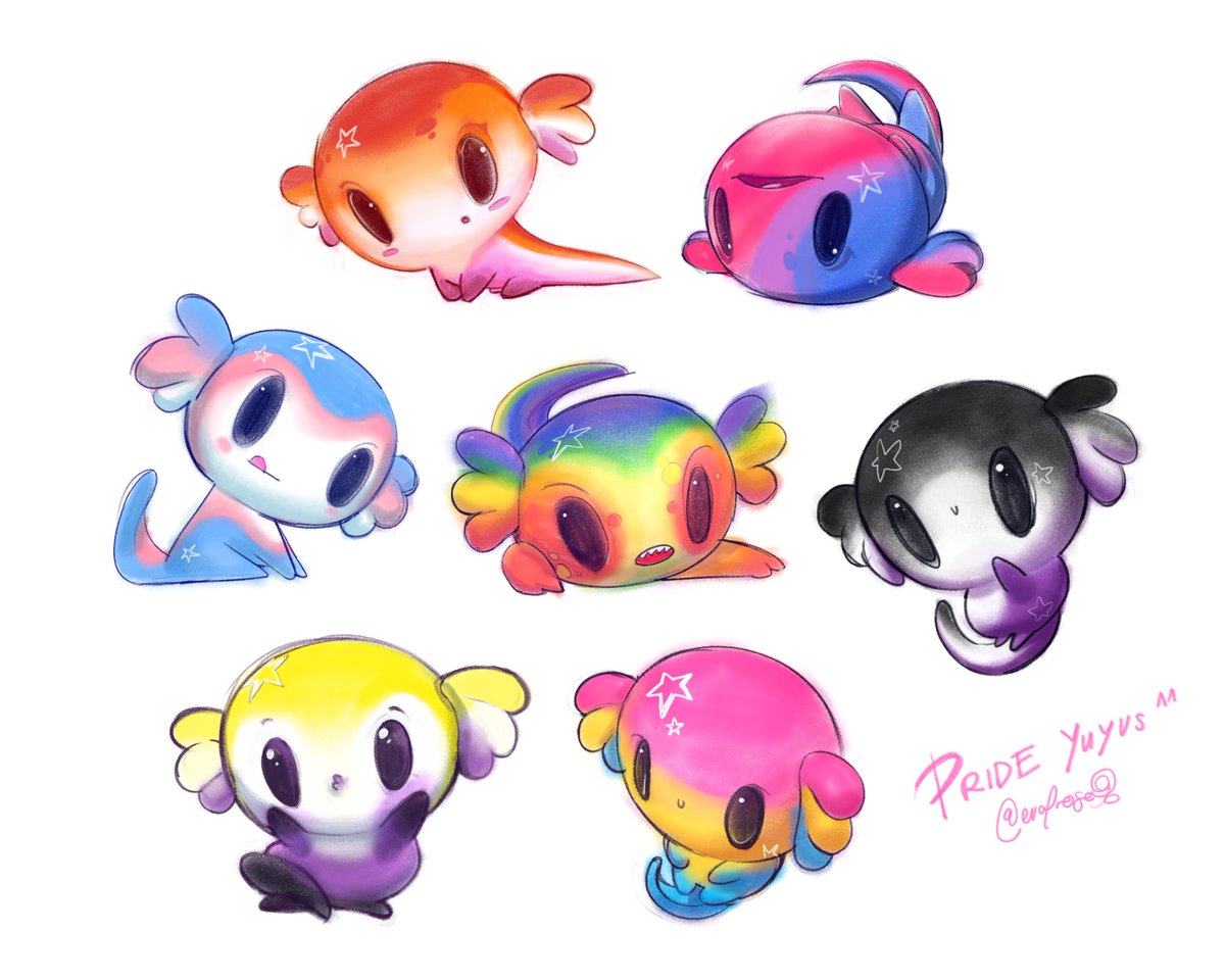 evolrosee's tweet photo. pride yuyus~ will make a bunch of these as freebie stickers^^
🌈❤️ https://t.co/fELckAiMOH