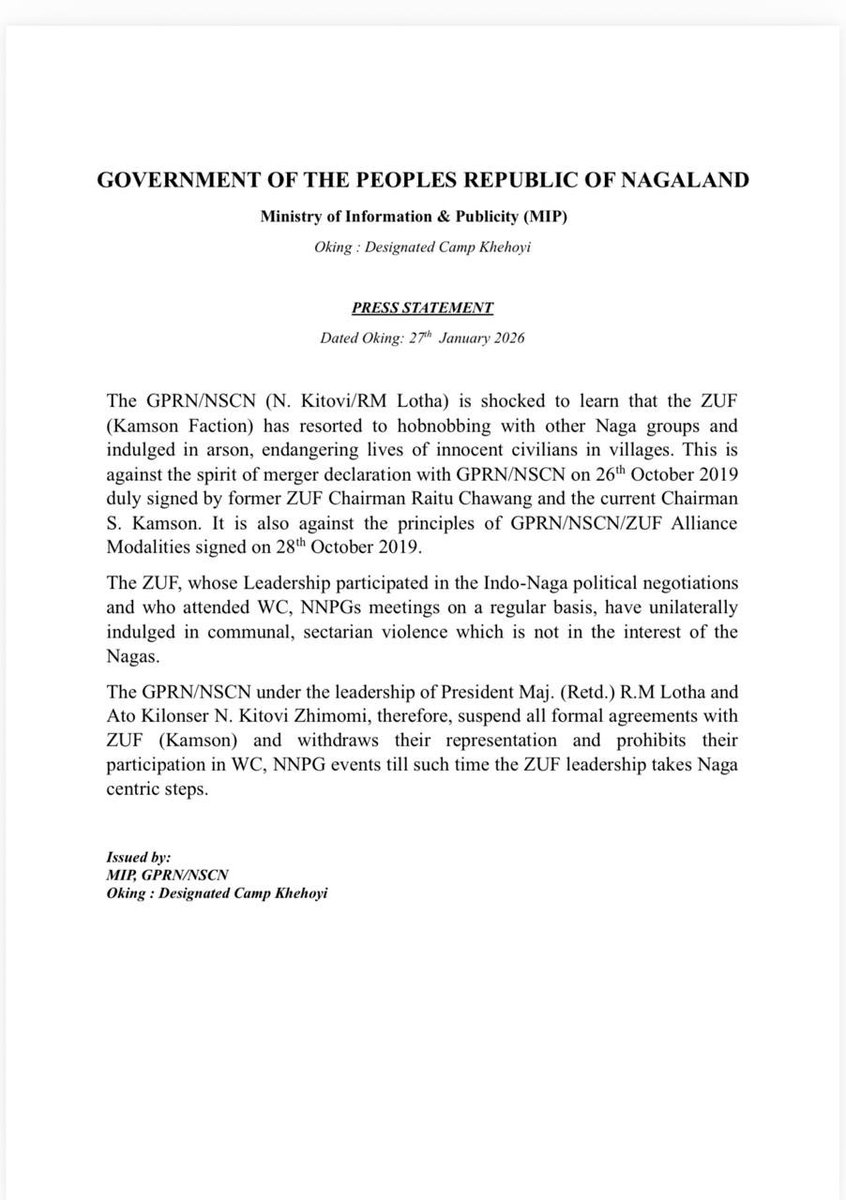 This proxy gang ZUF Kamson is now rightly debarred from Naga National political group. Their recent activities of provoking Kuki-Zo tribals to please some masters do not augur well for the larger interest of the Naga cause not to mention their potential to dismantle communal