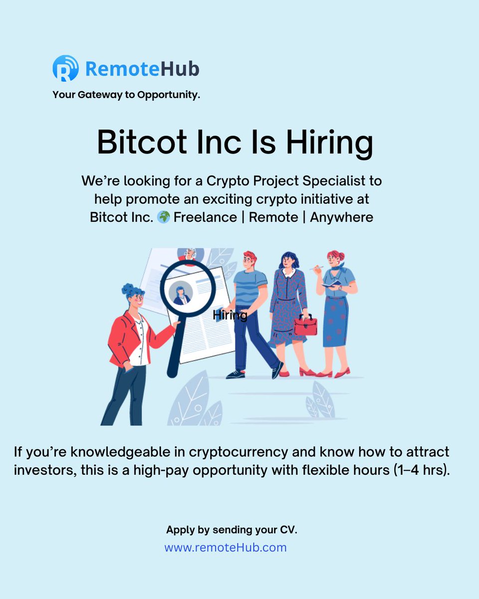 hiring #recruiter #Job #RemoteHub #IT #Freelancers #Talent #headhunter  #USAjob #Nowhiring #careers #employment #openpositions #digitaljobs @AIJobs  #StatupJobs #TechJobs #WorkFromHome #TalentAcquisition #GlobalJobs  #MenaJobs #USjob #motivation #Learn ...