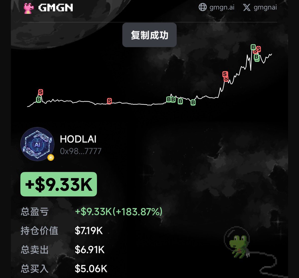 🎉 This GEM precisely targeted $HODLAI using GMGN, successfully winning  $HODLAI from $5060 to $14.3K. Dual intelligence tools help you capture the  next hot topic. Play and earn #meme Ultimate Crypto Strategy: