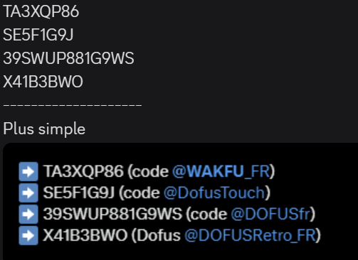 Pour ceux qui ont pas vu,
 4 codes jetons Emeraude free 

#DofusRetro #DOFUS