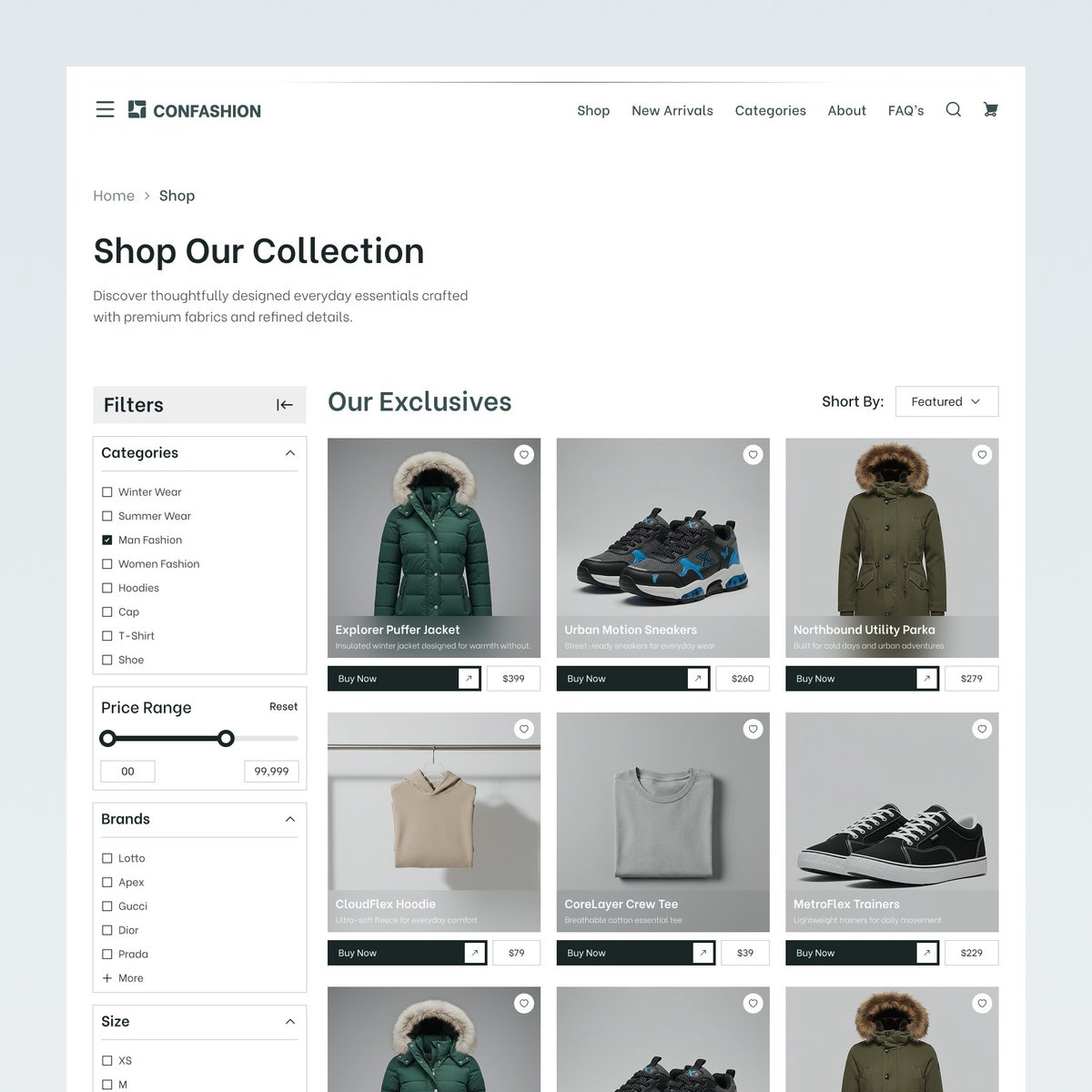 iliasconfidency's tweet photo. Confashion — Shop / Collection Page UI Design

Do you have a project in mind?
↳I am available for the new project.

Reach out
↳Mail: helloconfidency@gmail.com
↳WhatsApp: +8801794106516

🌐 Visit us: https://t.co/SlUYt9NdZs

#EcommerceUI #ShopPageDesign #CollectionPage
