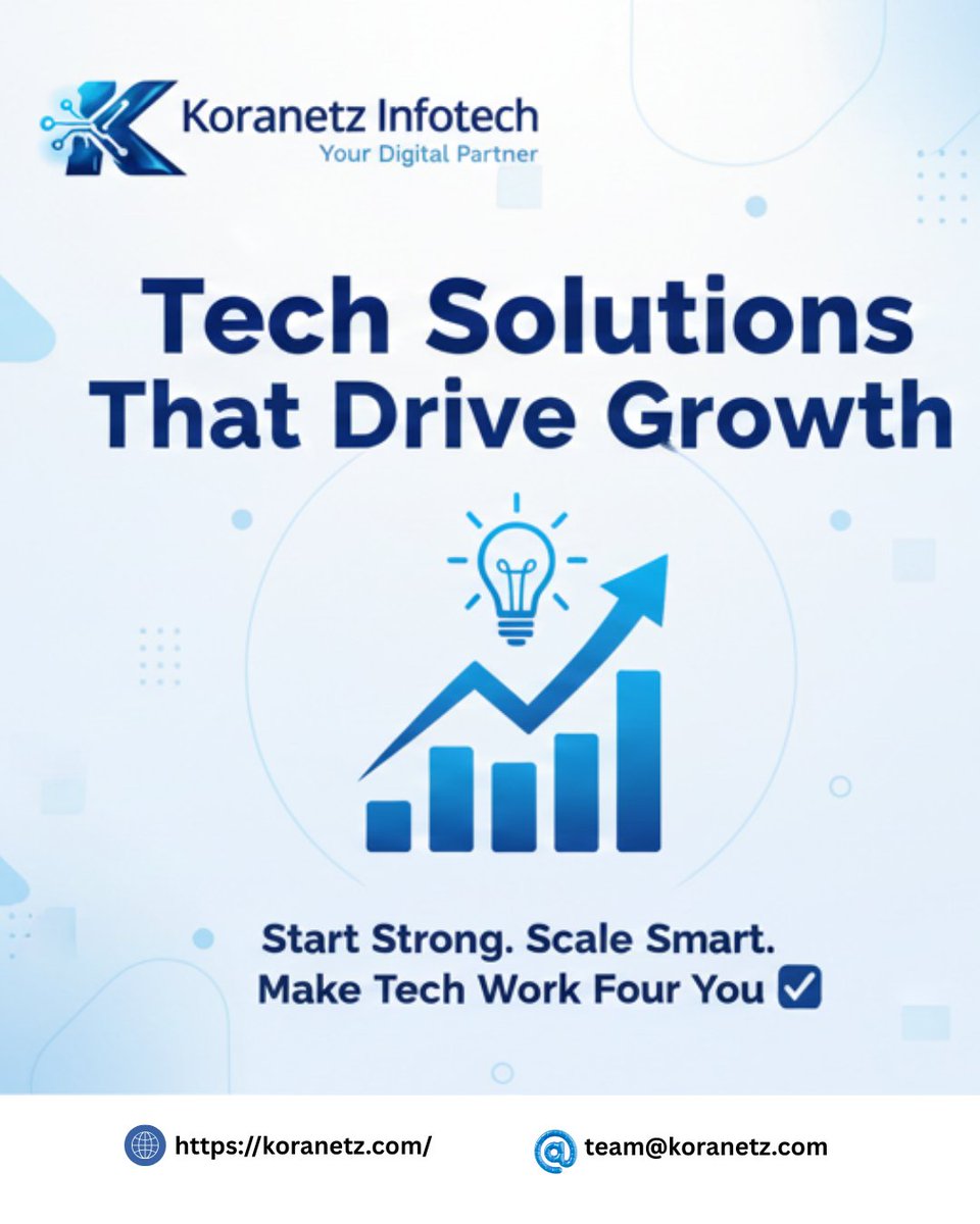koranetztech's tweet photo. 🚀#KoranetzInfotech | Your Digital Partner
💡#TechSolutions That Drive Growth
Start strong. Scale smart.
✨Make tech work for you.
We help businesses unlock efficiency &amp; growth through innovative, scalable &amp; performance-driven digital solutions.
🌐https://t.co/u2a6urOxO1 #B2BTech https://t.co/IG75AFBoNL