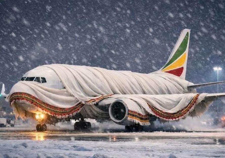 meschel17's tweet photo. Ethiopian Airlines የሰሞኑን የሰሜን አሜሪካ Snowstorms በጣጥሶ በዛሬው ጠዋት Washington Dulles Airport ካረፋት የመጀመሪያዎቹ ጥቂት አውሮኘላኖች ውስጥ አንዱ ነው። AI by Alex T Eshete https://t.co/420eTMEGoc
