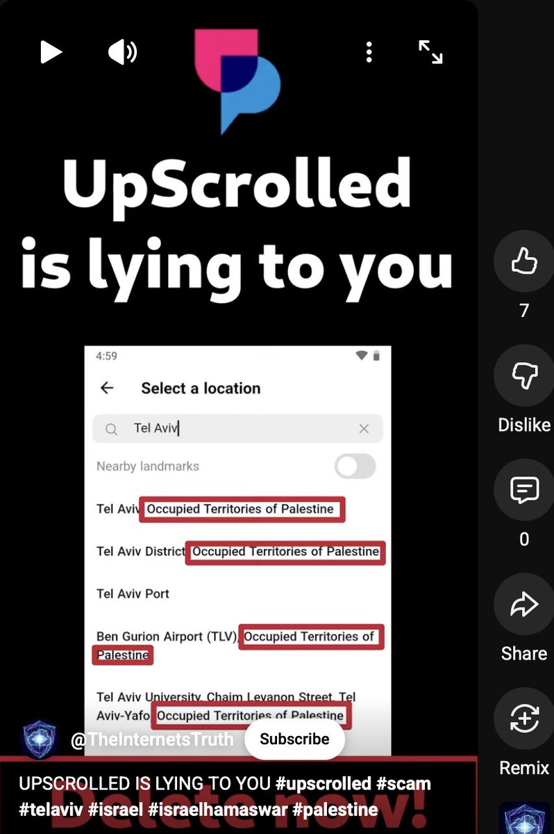guychristensen_'s tweet image. Zionists are upset about how UpScrolled shows "Palestine" and "Occupied Palestinian Territories" when users try to set their location to  "israel"

UpScrolled is the number one social media in the world right now. It's Palestinian owned.

They are telling people to "delete now"