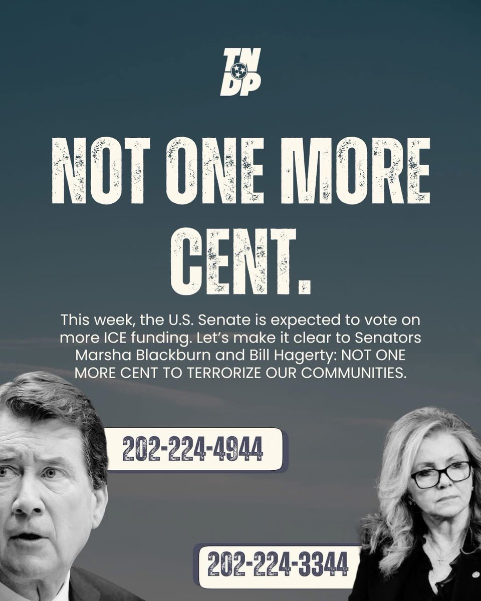 Justinjpearson's tweet image. Call these TN Senator’s Offices to demand that they not fund the domestic terrorist organizations murdering U.S. Citizens and terrorizing innocent people. ALL Democrats should ensure no more funding to these agencies even if they have failed to do this in the past.