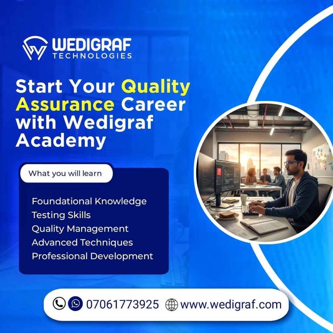 The hunt is on. At Wedigraf Technologies Ltd, we craft top-notch testers.

Dive into QA with real projects, expert mentors, and powerful tools like Selenium and Jira.

No experience needed. Join us in Port Harcourt or Uyo. Limited seats!
Call/WhatsApp: 07061773925
#QA #Wedigraf