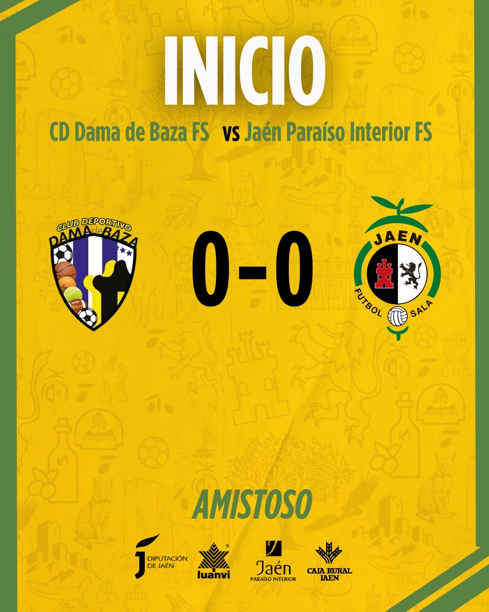 ⏱️ 1' | 0 - 0 | <a href="/DamaBaza/">C.D. Dama de Baza</a> - <a href="/JaenFS/">Jaén Paraíso Interior FS</a>

🎙️ ¡Comienza el partido! 

#SomosJaén💛 #Amistoso #BazaJaén