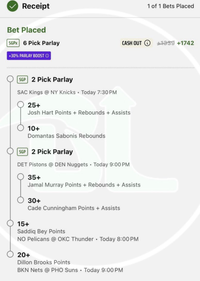 BetLeveling's tweet image. Free Play 🆓🏀💥(10,15,20,25,30,35)

+1339 🔒 On #DraftKings 

All Plays For 🆓👉🔗 winible.com/checkout/free-…

#Gambling𝕏 #NBAX #NBAPlays