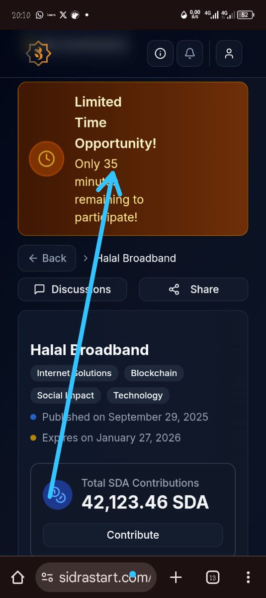 In about 30 minutes, Halal Broadband will close. There's still time for you, don't miss out.👇sidrastart.com/project/7ccabb…

<a href="/maljefairi/">محمد الجفيري</a> <a href="/BigDott_Sidra/">Sidra Crypto⚡</a> <a href="/SidraStartup/">SidraStartup</a> <a href="/sidrachain/">SidraChain</a> <a href="/Sidra_family/">SidraFamily</a> <a href="/sidrabank/">SidraChain</a> <a href="/SidraBanka/">Sidra_Start 🚀</a> <a href="/SidraAirdrops/">SidraBank News</a> <a href="/SidraBankChain/">Sidra Bank</a> <a href="/GLNsGlobal/">GLNs Global</a> <a href="/Sidraambasador/">Sidra Ambassador</a>