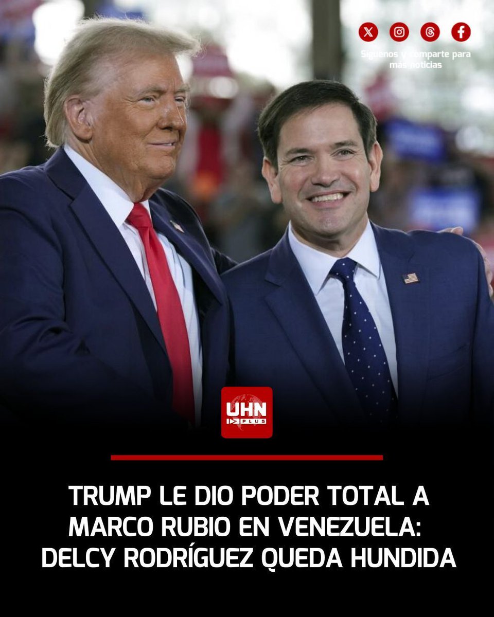 🇻🇪🇺🇸‼️ | De acuerdo a un informe de ABC de España, Donald Trump le dio todo el poder de Venezuela a Marco Rubio. "Ante el temor de que el aparato de la dictadura chavista encuentre la forma de sobrevivir con Delcy Rodríguez, Donald Trump eligió potenciar el papel de Marco Rubio
