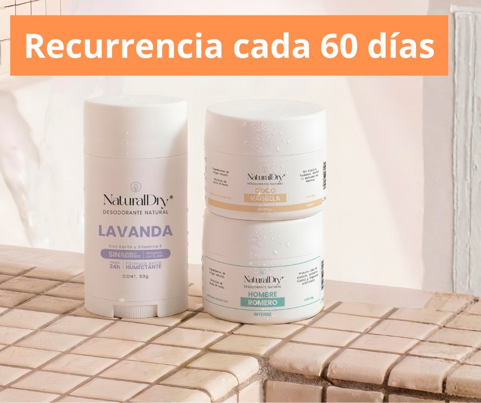 El desodorante natural es ideal para distribuidores de productos recurrentes o de consumo diario.

El cliente vuelve a comprar aproximadamente cada 60 días. Incluso tenemos clientes que llevan más de 7 años comprándolo de forma continua.