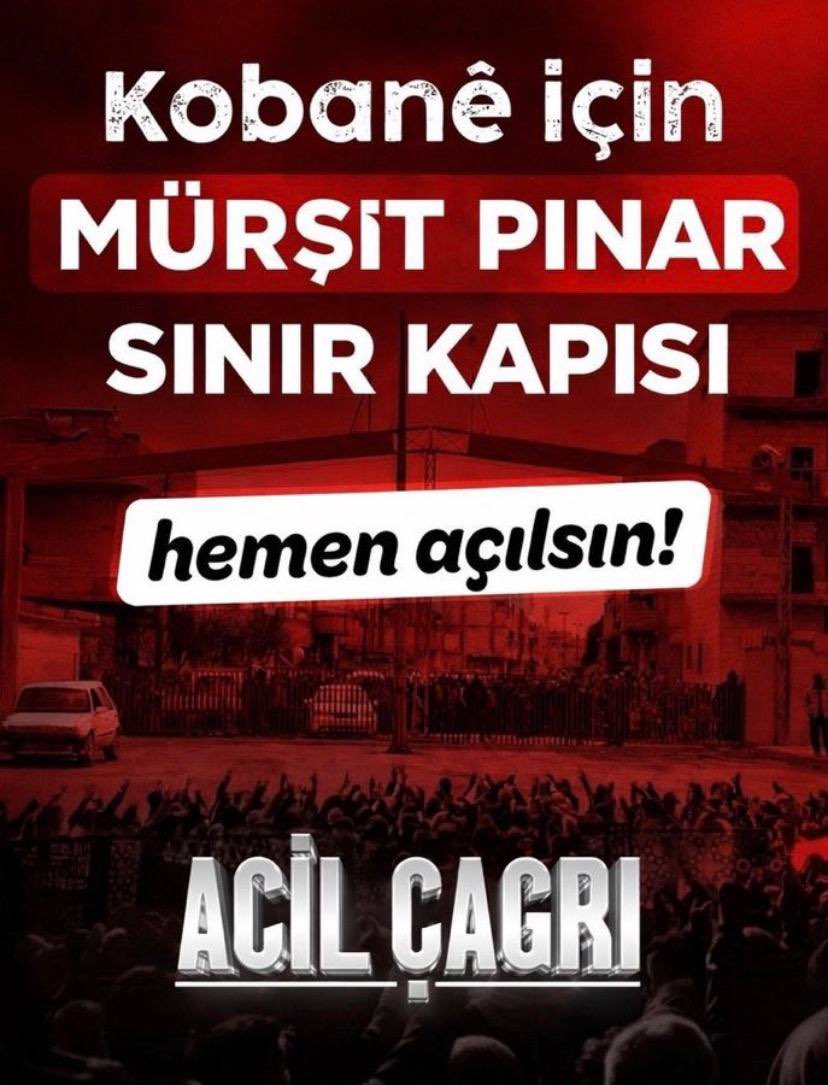 #Kobanê’de süren kuşatma; her dakika biraz daha ağır sonuçlara neden oluyor. Çocuklar soğuktan ölürken temel gıdaya erişim zorlaşırken #Mürşitpınar kapısını kapalı tutmanın izahı olamaz. Halkımızla birlikte belediyeler ve sivil toplum yardım ulaştırmak istiyor. Çünkü #Binxet