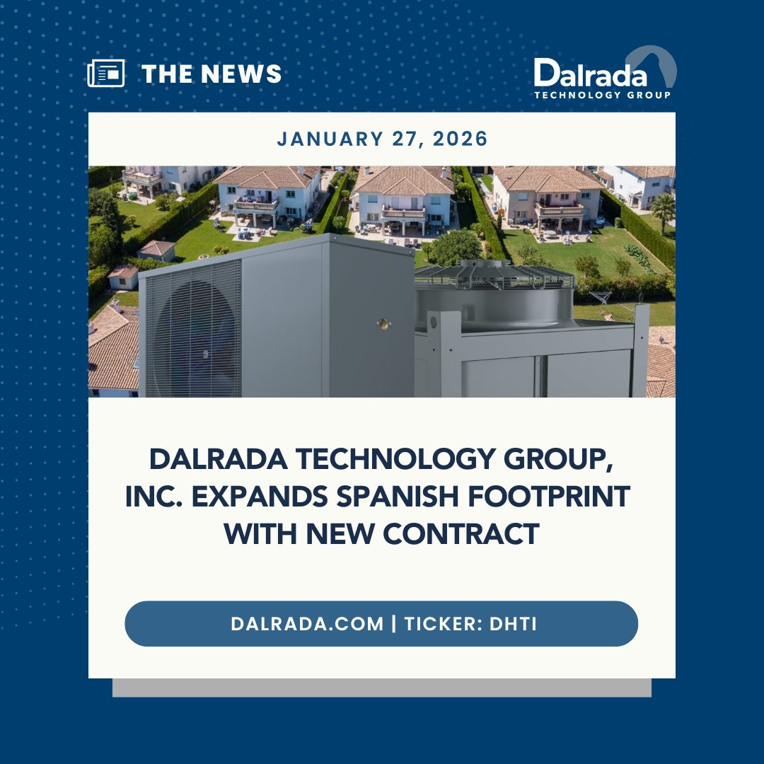Dalrada_DHTI's tweet photo. Dalrada Technology Group, Inc. (OTC: $DHTI) expands its presence in Spain with a new heat pump installation contract, building on recent successful deployments and supporting Europe’s transition to energy-efficient heating solutions.
https://t.co/RQeX9yaYTd
#DHTI #Dalrada #CleanEnergy #HeatPumps #Europe
