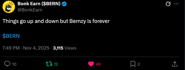 SECRET MESSAGE 

Things go up and down!!! but Bernzy is forever and now in the <a href="/useDiversiFi/">DiversiFi</a> TV for the <a href="/bonk_inu/">BONK!!!</a> Ecosystem Indexes  ❗️❗️❗️

x.com/BonkEarn/statu…