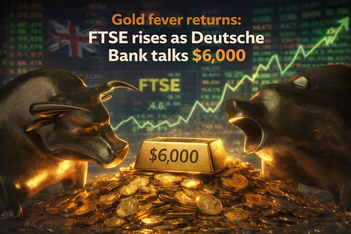 Share_Talk's tweet photo. The #FTSE100 closed 58 points higher at 10,207, supported by a strong rally in bank stocks. #Gold pushed back above the $5,100-an-ounce mark, rising a further 1.8%, while #Silver extended its surge, climbing 5.3% to $109.54 an ounce.
Meanwhile, Deutsche Bank said gold rising to $6,000 an ounce is “achievable”. “We think USD 6,000/oz is achievable with a weaker dollar this year,” Deutsche Bank added.
https://t.co/khI8lcDljv via @Share_Talk