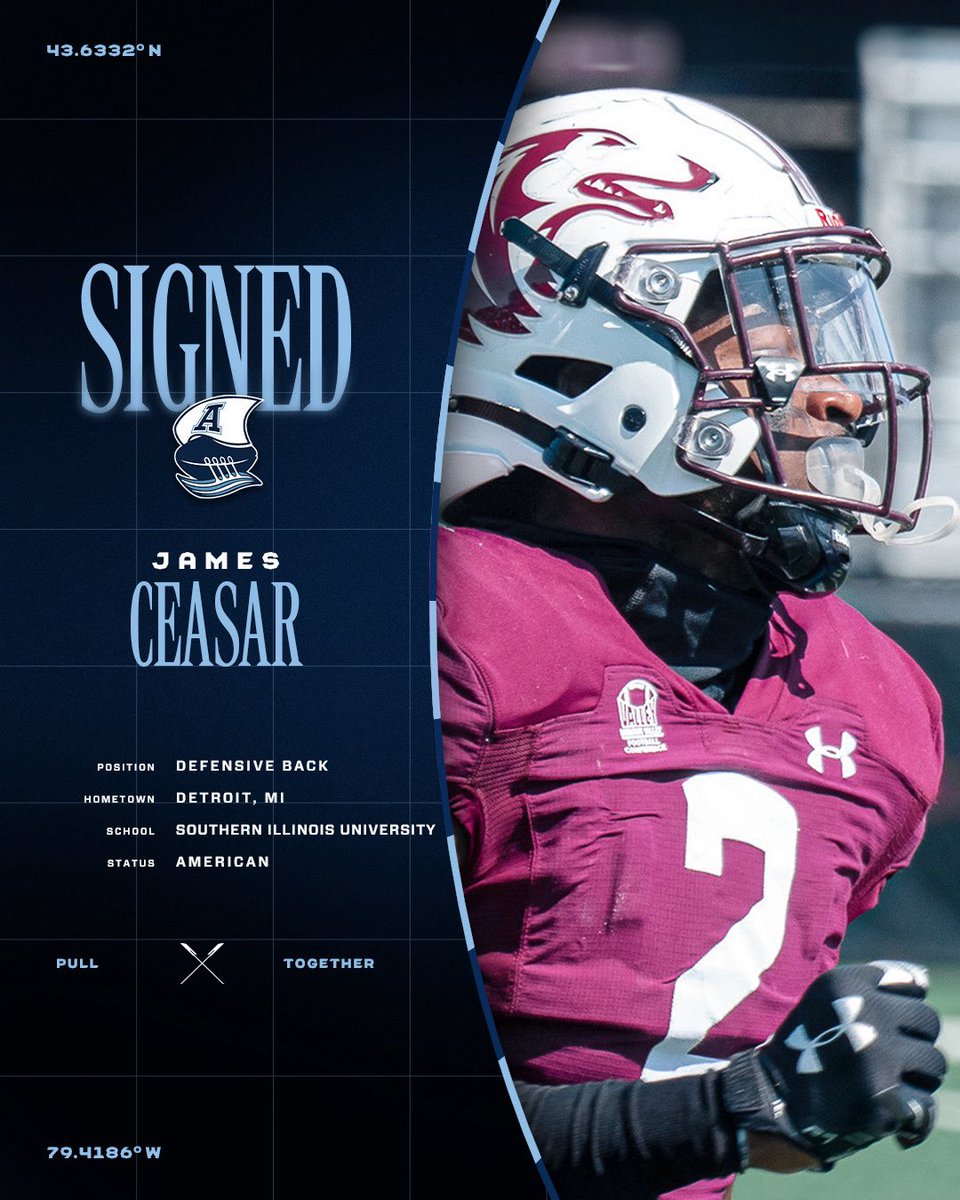 Proplayersagent's tweet image. Congratulations to James Ceasar Jr. the #Toronto #Argonauts ✍️ 🇺🇸 DB #PullTogether #BoatMen #TheSix #KeepItUnreal #TotalementSurréel #DoubleBlue #Argos #YYZ #Ontario #LCF #CFL