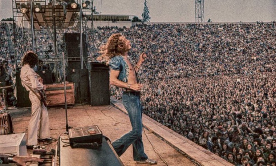 Led Zeppelin at Kezar Stadium in San Francisco, 1973.