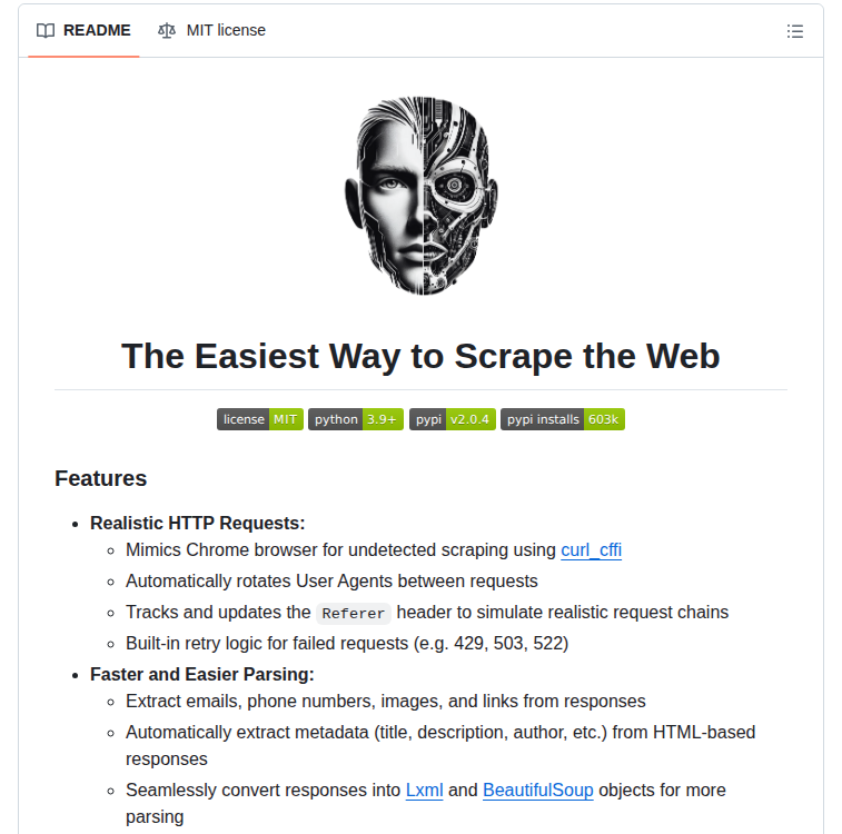 tom_doerr's tweet photo. Mimics browsers for scraping and parses HTML to Markdown

https://t.co/IuY6ratwo2 https://t.co/gqiLcxP0GE