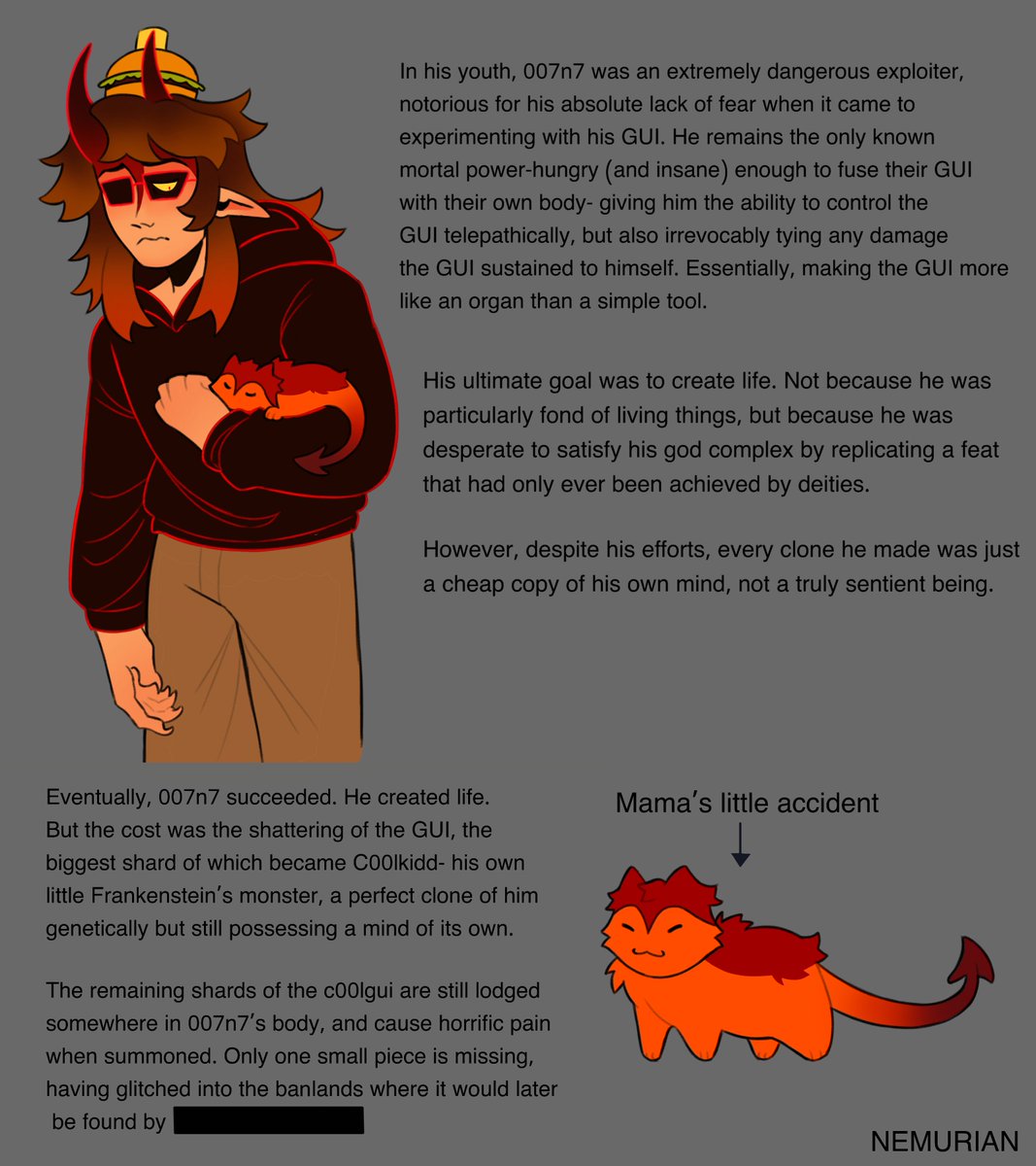 Nemurian06's tweet image. Finally wrote up some lore for my interp... say hello to the 007n7 Eternal Torture Chamber AU (NOT THE OFFICIAL NAME)
 #007n7 #C00LKIDD