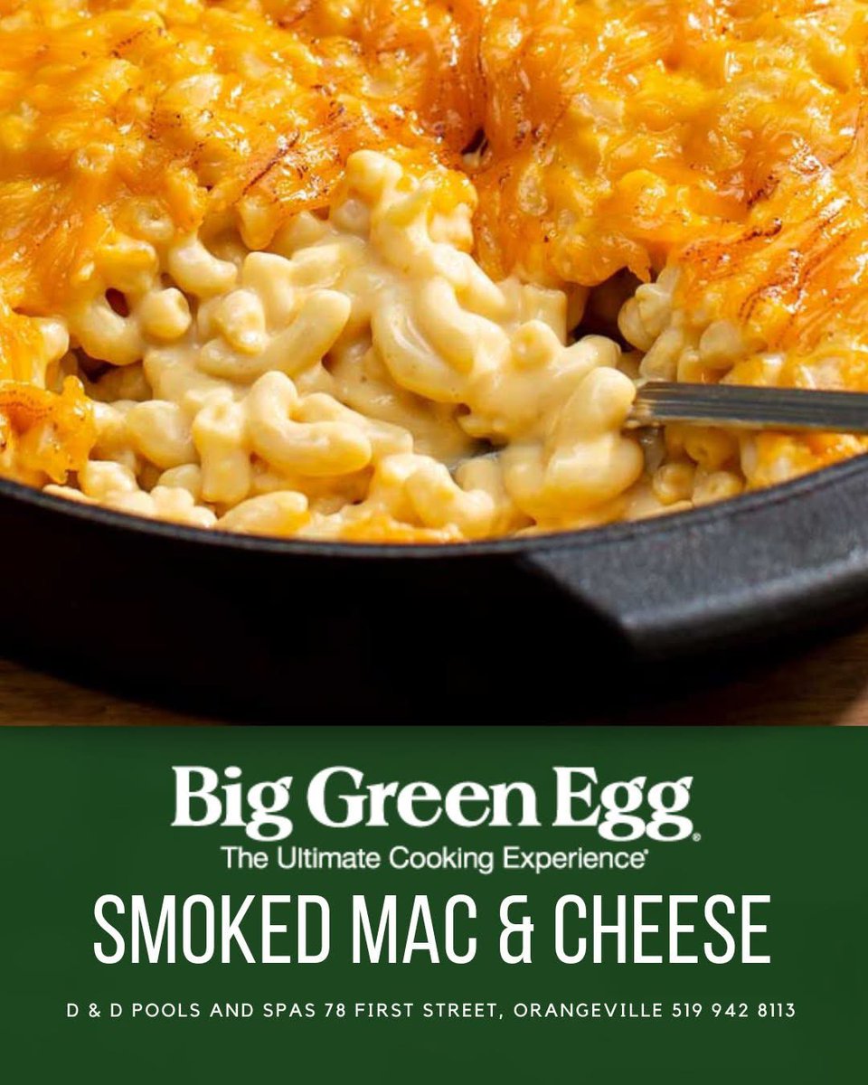 DDpoolsOville's tweet image. 🔥 Fire up the #BigGreenEgg this weekend! 🔥 Get ready to enjoy Smoked Mac and Cheese straight off the grill! Follow the full recipe here: meateatingmilitaryman.com/big-green-egg-…  

D &amp;amp; D Pools and Spas 78 First Street, Orangeville (519) 942-8113 

#BigGreenEgg #DDPools